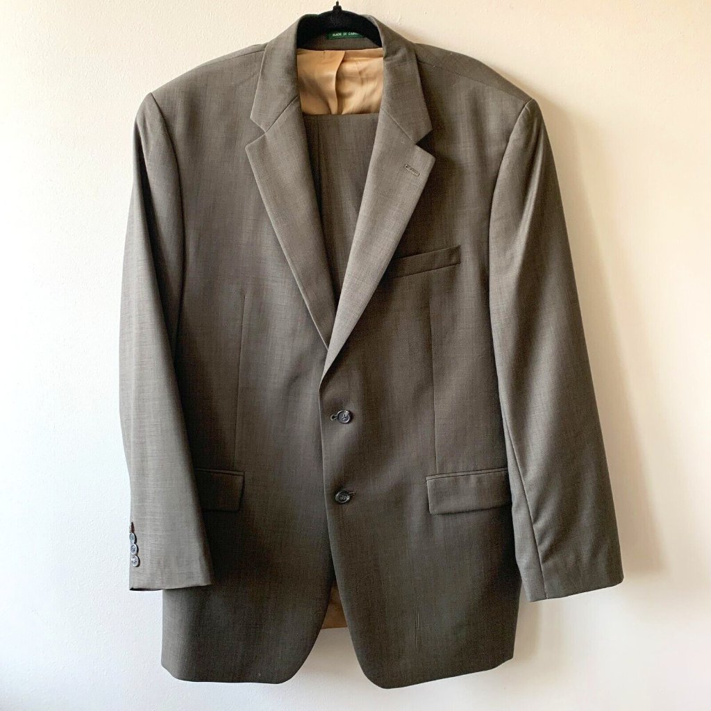 Ralph Lauren Suit 2 Piece Men's 46l Pure Wool Brown Made In Canada Vintage Mint